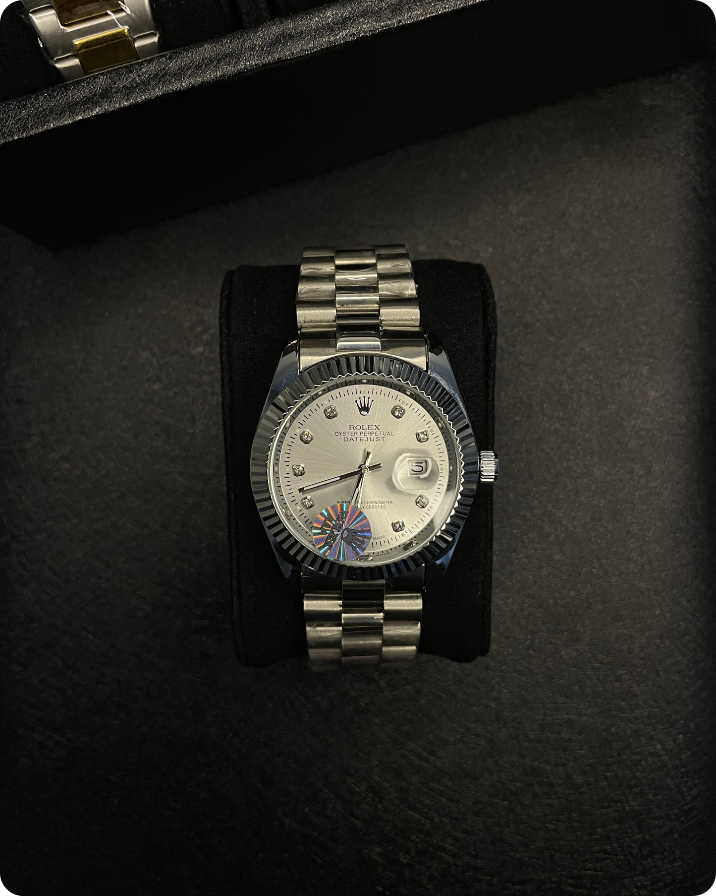 Rolx Date Just silver Diamond Dial