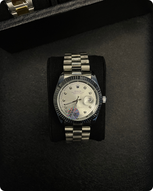 Rolx Date Just silver Diamond Dial