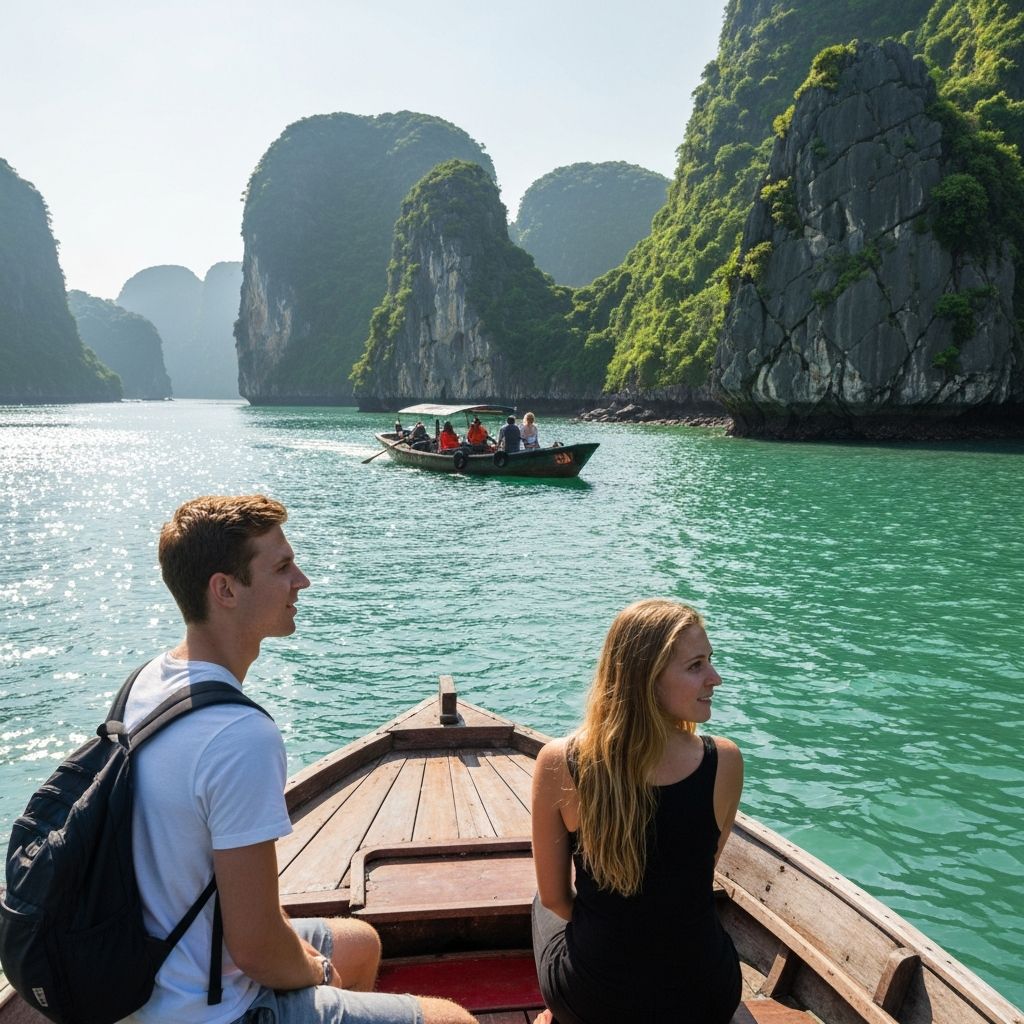 Travelers on boat tour